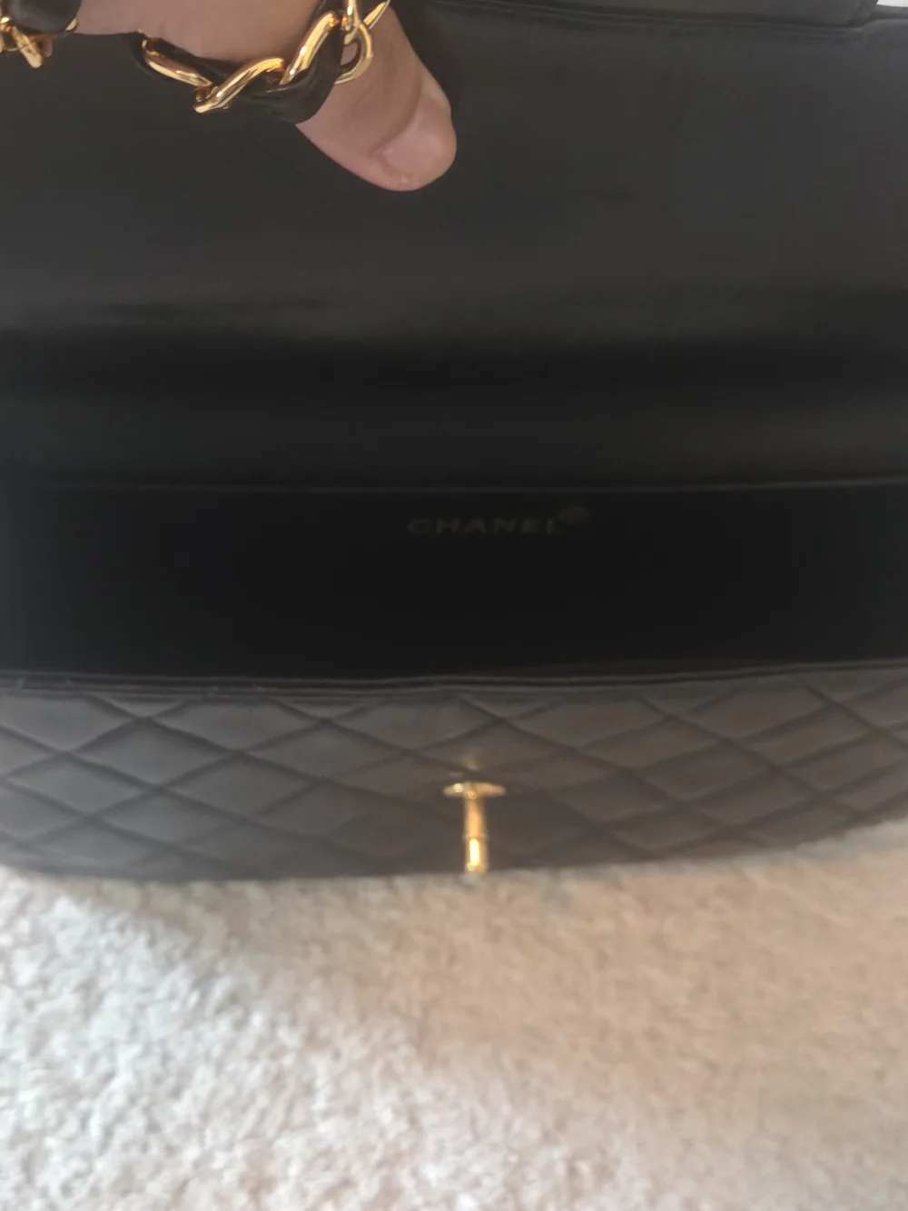 CHANEL 1996-1997 Both Side Classic Flap Jumbo Black Lambskin